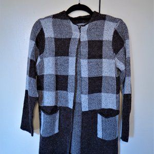 Yaira Brown Tan Color Block Open Cardigan Petite
